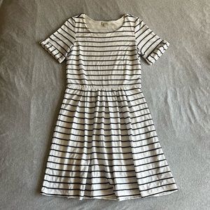 Bordeaux Scalloped Striped Dress